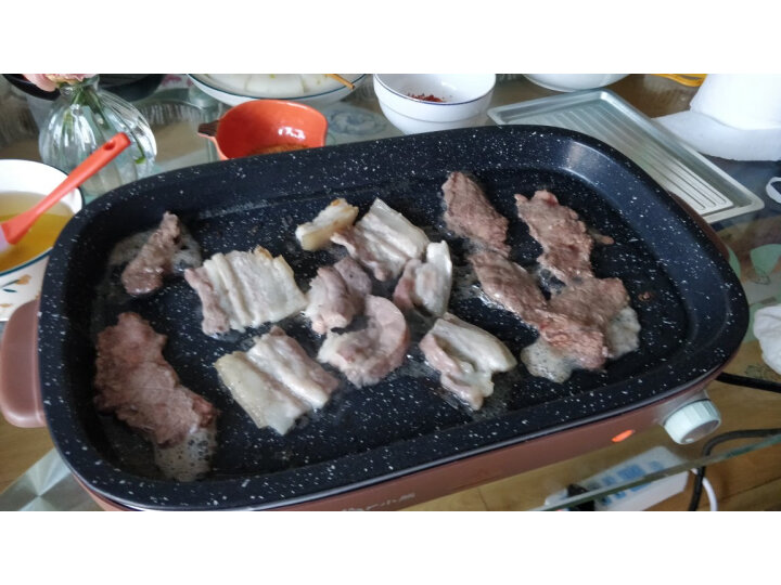 小熊（Bear）电烧烤炉烤肉锅 家用多功能料理锅电烤炉 烤涮一体电火锅鸳鸯锅 可拆卸烤肉锅 DKL-C16C1