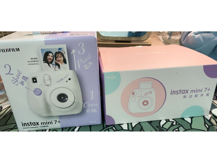 富士instax立拍立得 一次成像相机 mini7+蓝 愿风和礼盒