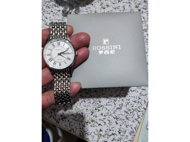 罗西尼(ROSSINI) 手表 启迪系列简约石英男表双日历罗马时符白盘钢带6355W01G
