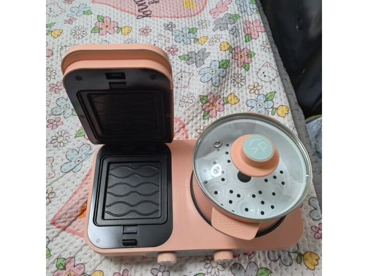 东菱 Donlim 烤面包机 多功能早餐机 烤盘可拆卸可更换三明治机 多士炉大功率电热火锅 DL-3452（落日橘）