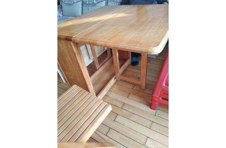 
摩高空间实木餐桌椅组合小户型折叠餐桌免安装新中式吃饭桌子饭桌方桌一桌四椅