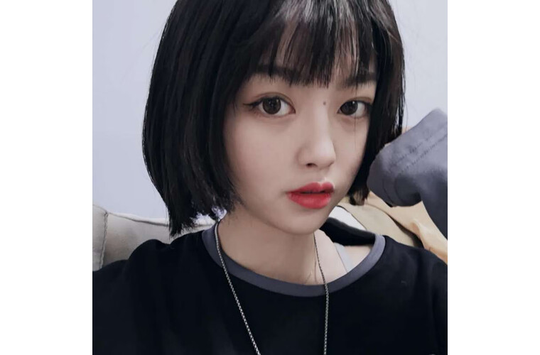 瑞贝卡假发女短直发齐斜刘海bobo头全真人发手织宋慧乔同款头套1b自然