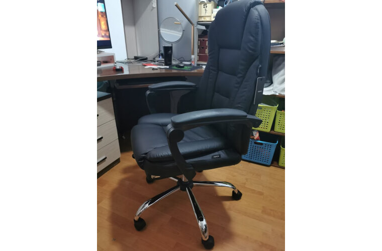 

黑白调（Hbada）电脑椅家用椅子老板椅皮椅可躺办公椅人体工学旋转座椅166带脚托款老板椅