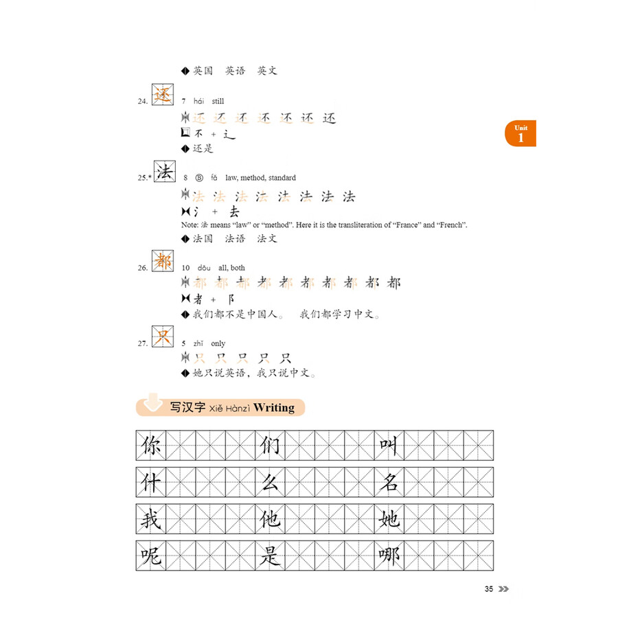 New Contemporary Chinese: Character Book 1