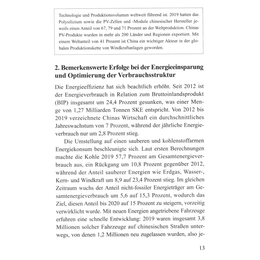 Sample pages of Chinas Energieentwicklung im neuen Zeitalter (ISBN:9787119126005)