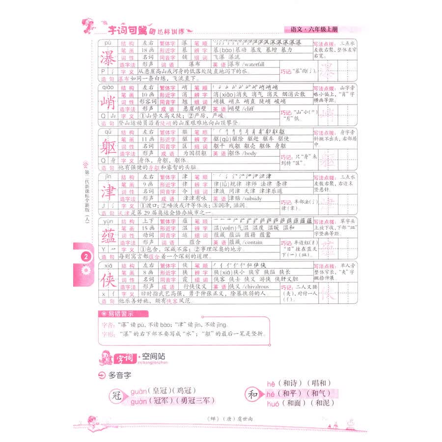 字词句篇与达标训练:六年级上(人 第二代新课标全新版 全新升级)