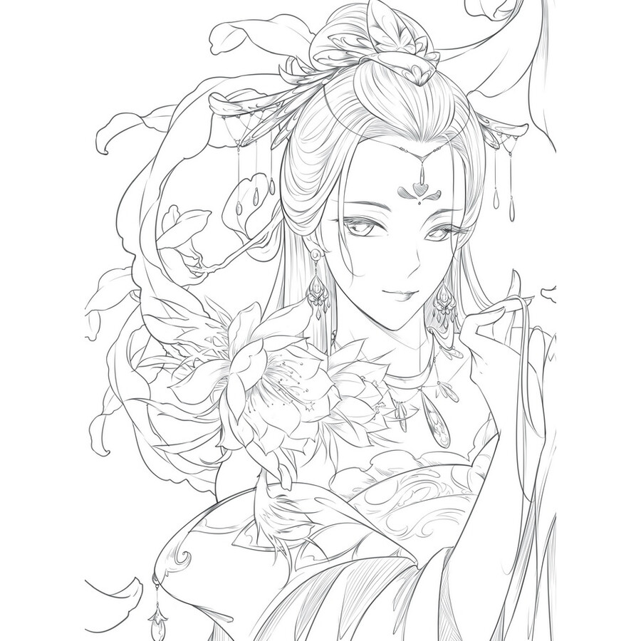 思美人 醉花颜:唯美古风涂色线描集