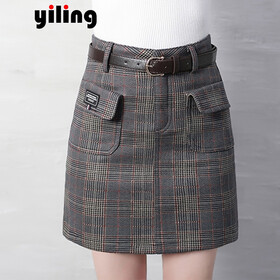忆灵半身裙女毛呢短裙秋冬季2017新款百搭显