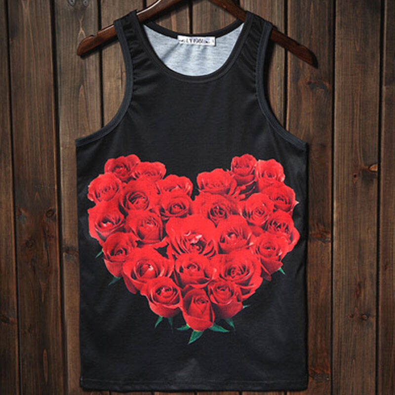 尼纳里奇 夏季新款 时尚休闲男士玫瑰花背心 个性男士背心509 b05 图