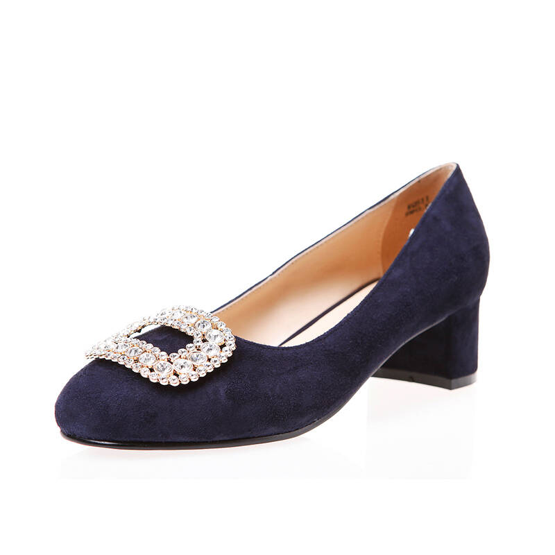 hongkee红科时尚纯色金属装饰女鞋单鞋kq511 兰色 39