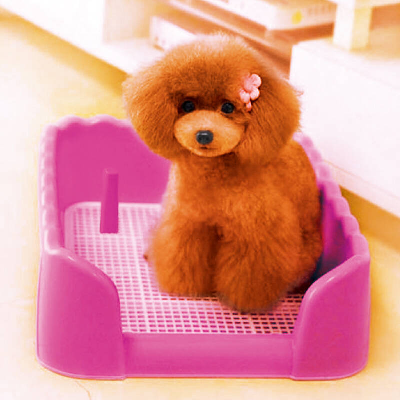 围栏带立柱 泰迪小型犬中型犬宠物狗狗厕所 可免尿片 gm1196 粉色大号