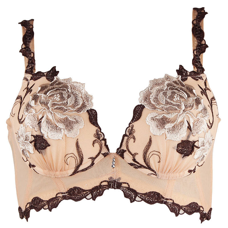桑扶兰新款高档刺绣奢华大花调整型文胸聚拢内衣acd41 wl肤色 75b=