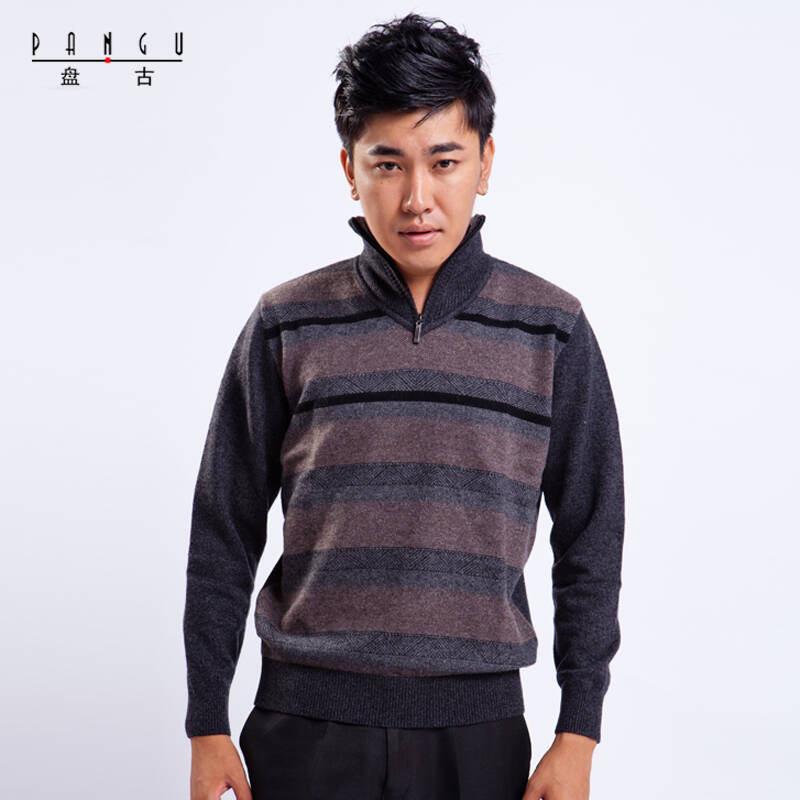 618大促羊绒衫特价 盘古正品100纯羊绒毛衫2013年秋冬新款男士半高