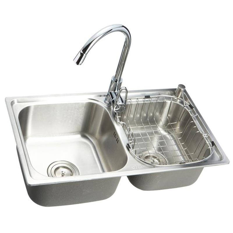 香港opai不锈钢水槽 oc-206 进口304sus不锈钢 一体拉伸成型 双槽 带