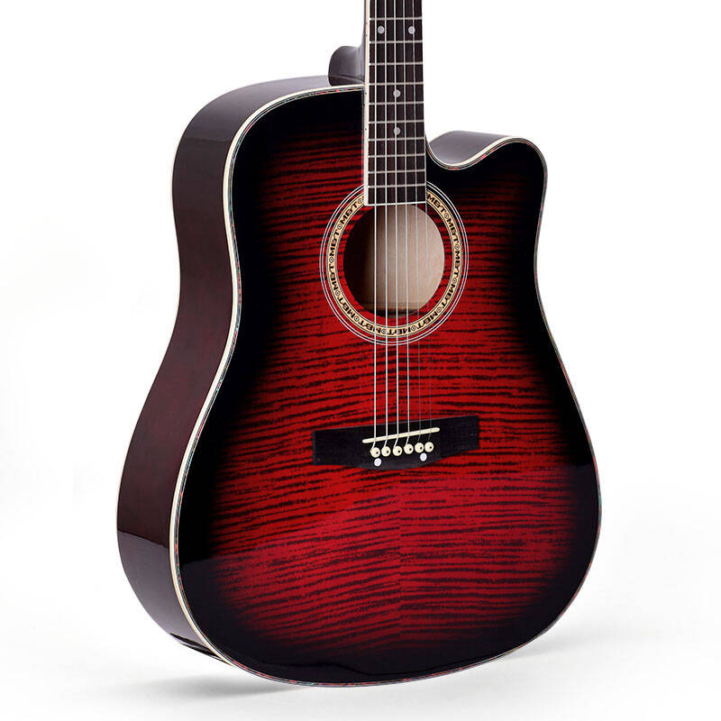 乐器41寸民谣虎皮纹理木吉他 椴木街头个性青年时尚潮木吉它 虎纹红色