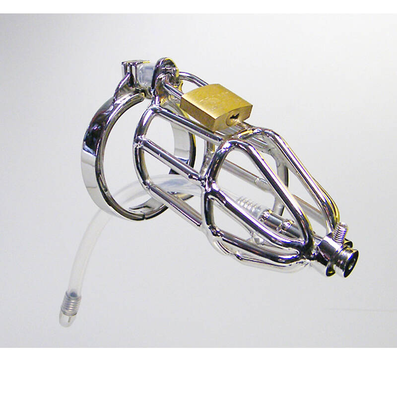 酷人cb3000不锈钢带硅胶导尿管贞洁器贞操锁贞操带尿