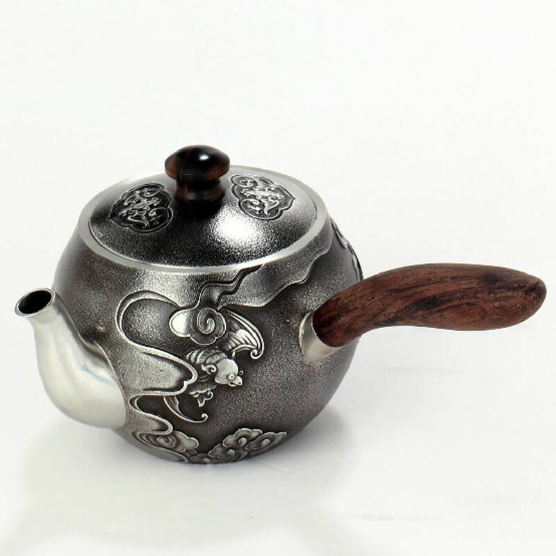 陶立方 侧把锡制茶壶锡壶马来西亚锡器锡制工艺品精品茶壶送礼自用