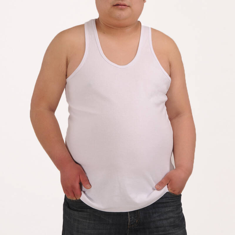 轩姿鸟男士大码夏季背心加肥加大纯棉薄款休闲宽松特大号汗衫 白色