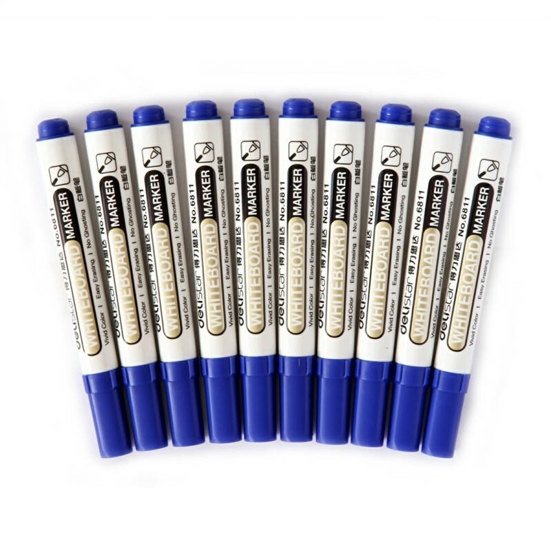 得力(deli) 6811 经典系列白板笔(蓝) 10支装 自营