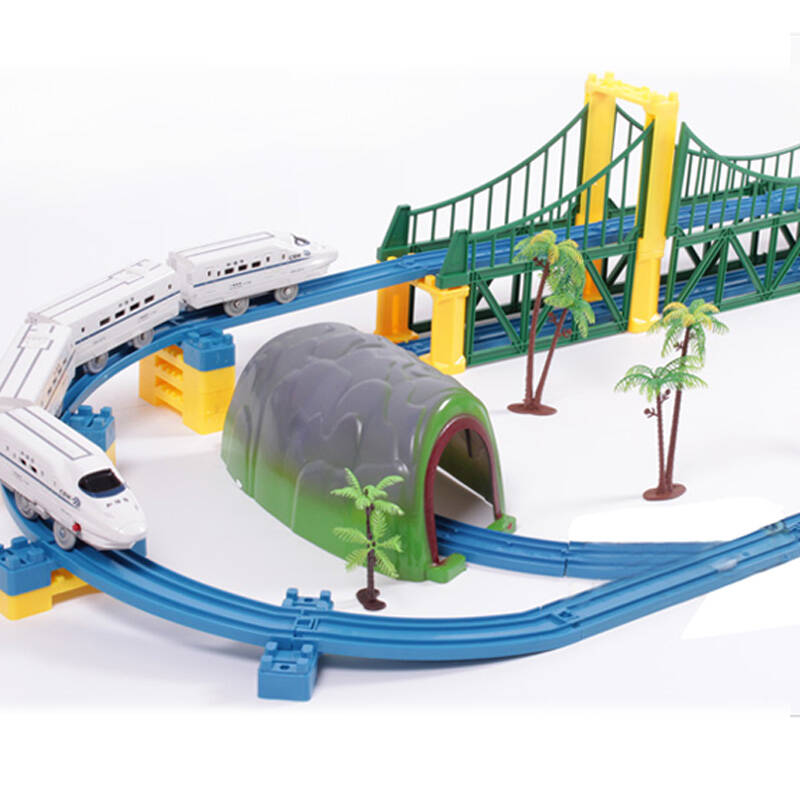 奋发 儿童玩具火车 和谐号动车组道套装 双层大桥2010a-1a