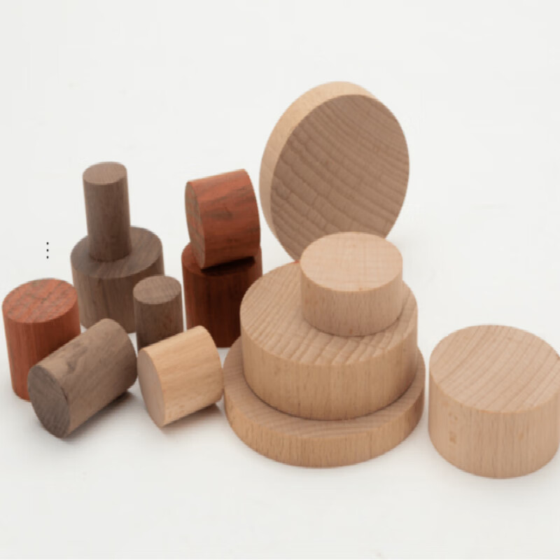 圆形木块 实木小圆椴定制幼儿园教玩具模型木柱diy黑胡桃榉木红花梨木