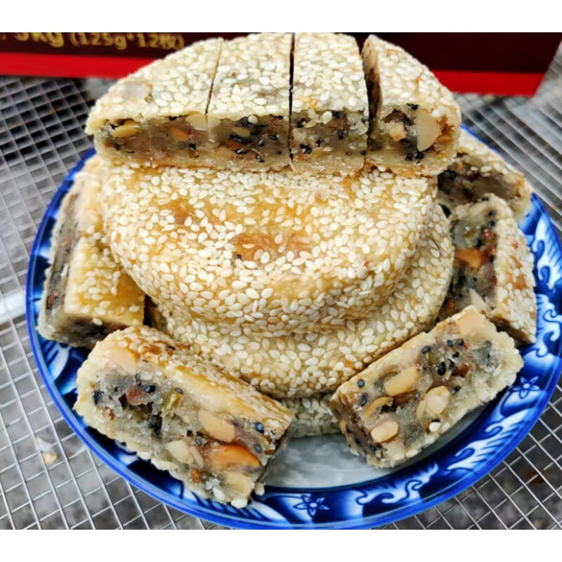 二坠 麻饼 江西赣州于都特产手工点心糕点芝麻花生仁饼 礼盒装24个