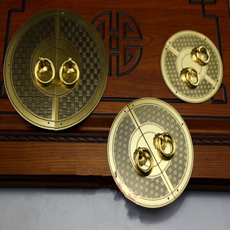 仿古田字圆盘衣柜门把手新中式家具五金配件纯铜式古典大门拉手定制