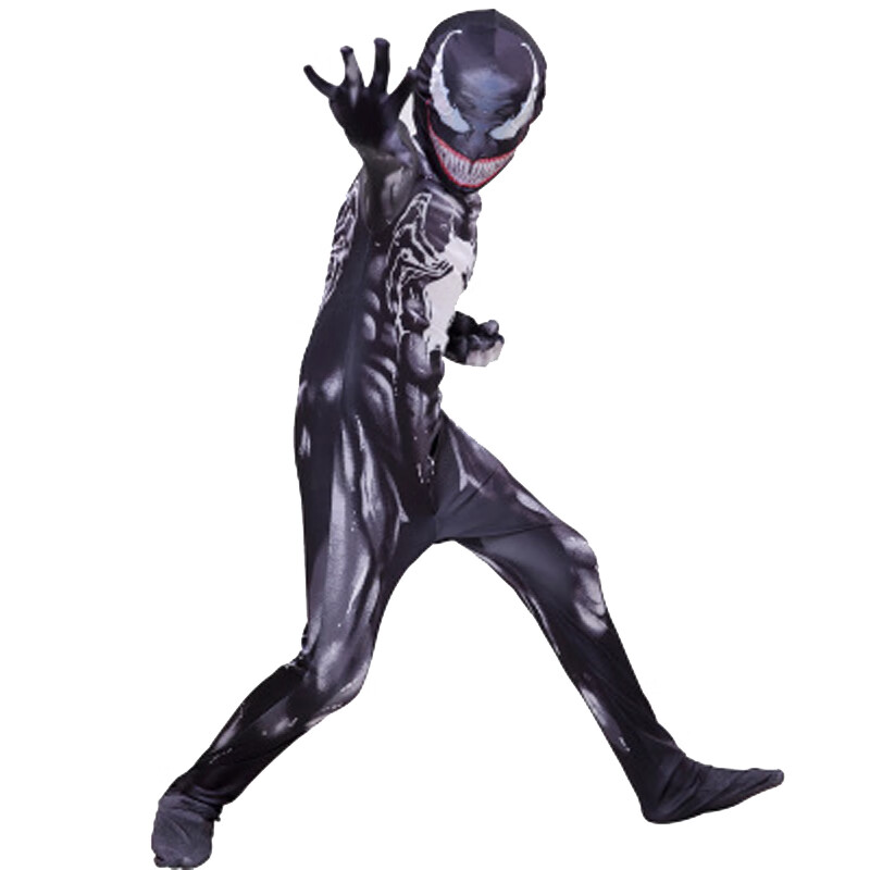 毒液衣服紧身衣连体服装套装蜘蛛侠同款儿童男孩的万圣节cos演出 毒液