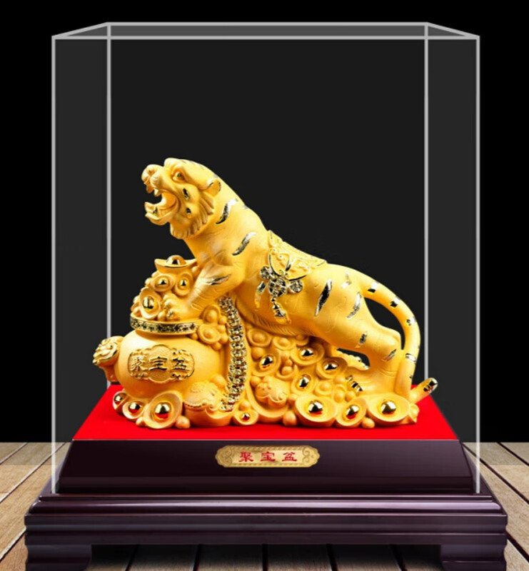 新款绒沙金老虎摆件生肖金虎工艺品虎年汽车4s店活动礼品进宝秀气