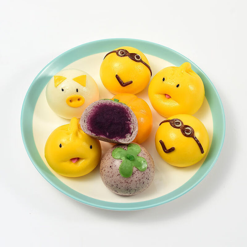 卡通包子馒头面点速冻早餐包可爱奶黄豆沙紫薯馅动物猪猪面食儿童青封