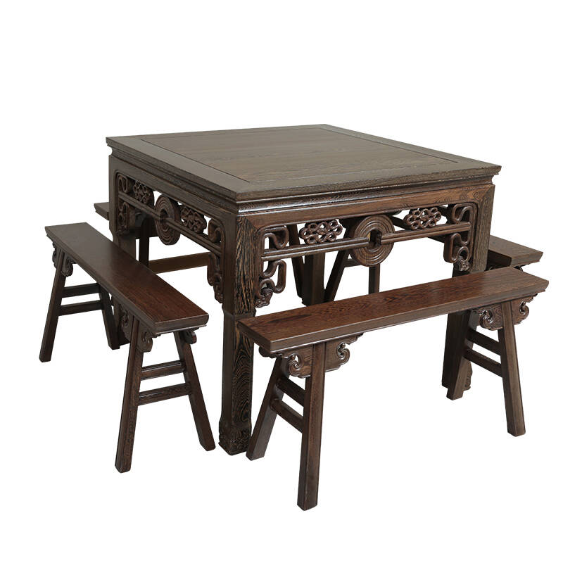 果真家具 全实木鸡翅木八仙桌 红木家具 中式仿古餐桌/方桌/餐台/饭桌