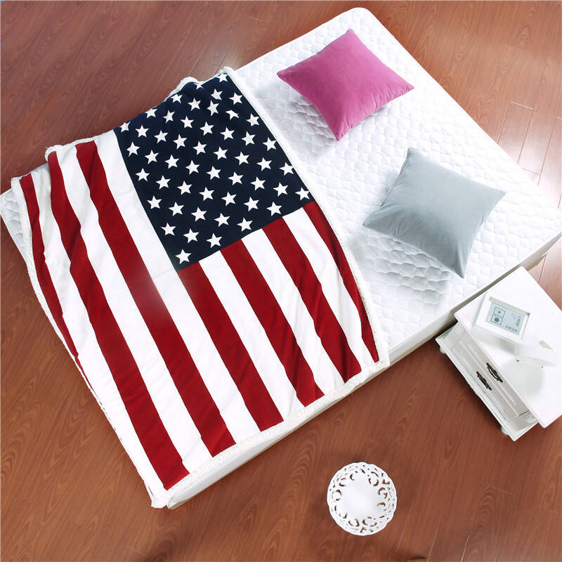 斐亚诺国旗羊羔绒毯休闲毯子加厚冬季午睡毯毛毯盖毯 美国星条国旗