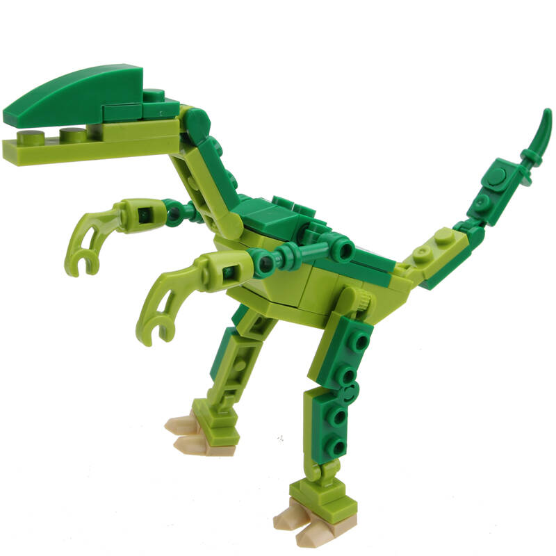 儿童早教启蒙益智积木拼插装塑料玩具模型动物恐龙小颗粒 迅猛龙