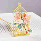 Cicely Mary Barker Flower Fairies 梦幻花仙子童话金属书签【全套四款】 西西莉 玛丽 巴克经典插画童趣艺术书签复古优雅文艺文创礼品黄铜【中商文创】 花仙子金属书签-玫瑰