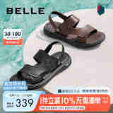 百丽真皮两穿凉鞋男夏季商场同款舒适凉拖鞋7YF01BL3 黑色 40 (250mm)