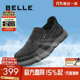 百丽透气休闲布鞋男25夏新商场同款一脚蹬懒人鞋8RW01BM5 黑色 42 (260mm)