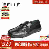 百丽一脚蹬豆豆鞋男25秋新商场同款牛皮革休闲乐福鞋8TX01CM5 黑色 42 (260mm)