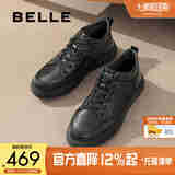 百丽潮搭厚底休闲鞋男冬季舒适高帮运动板鞋D3M46DD4 黑单里 40 (250mm)