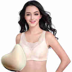 苾美 加宽肩带硅胶假乳房 可以装义乳的文胸裹胸抺胸8708一件文胸ER 肤色+一只3号左海绵义乳 75A