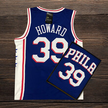 76人队21号恩比德哈登1号艾弗森3号霍华德男定制篮球服球衣 蓝色 75