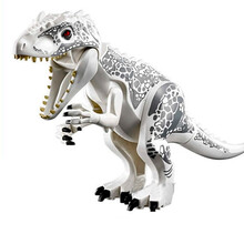 侏罗纪恐龙系列霸王龙迅猛龙大颗粒积木拼装模型男女孩儿童玩具 白色