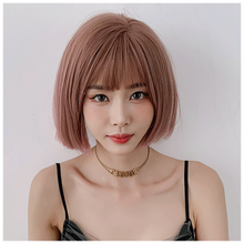 天使丝丝假发女短发空气刘海蓬松波波头粉色全头套个性齐耳中短发