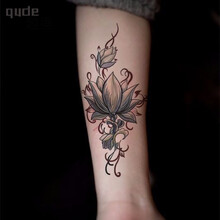 小腿腿部手臂大腿遮疤痕剖腹产大图案贴纸文身贴 一套20张-黑色花朵