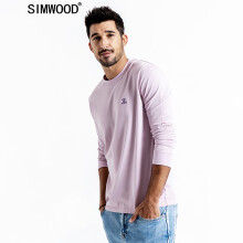 SIMWOOD 长袖 男士T恤 粉紫 