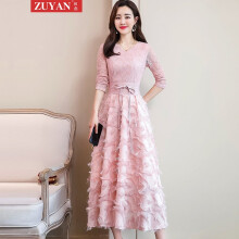 祖燕（ZUYAN） 纯色 拼接，腰带，蝴蝶结 连衣裙