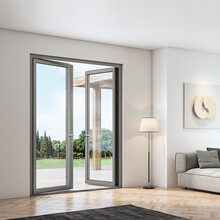 欧铂尼门窗系统玻璃双开门断桥钛镁铝合金边框钢化玻璃门扇庭院门阳台
