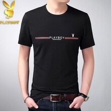 花花公子（PLAYBOY ESTABLISHED 1953） 短袖 男士T恤 黑色短袖7853 