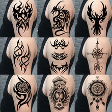 贴男士防水耐久防水纹身贴 霸气男过肩龙滴血狼头胸口花臂刺青贴纸 9