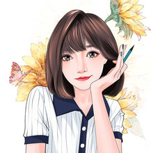 欧恩蒂  q版手绘头像卡通人物形象动漫设计情侣漫画真人照片画头像定