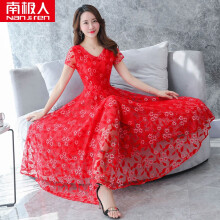 a型红色长裙